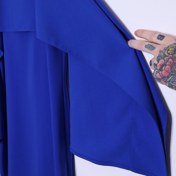 JENNIFER TATTANELLI Cold Shoulder Mini Shift Dress Blue Cape Women's 40/ US 8 - Picture 2 of 10